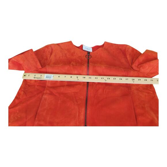 Akris Punto Women's Red Suede Cotton‎ Lined Full Zip Short Sleeve Jacket - Picture 5 of 11